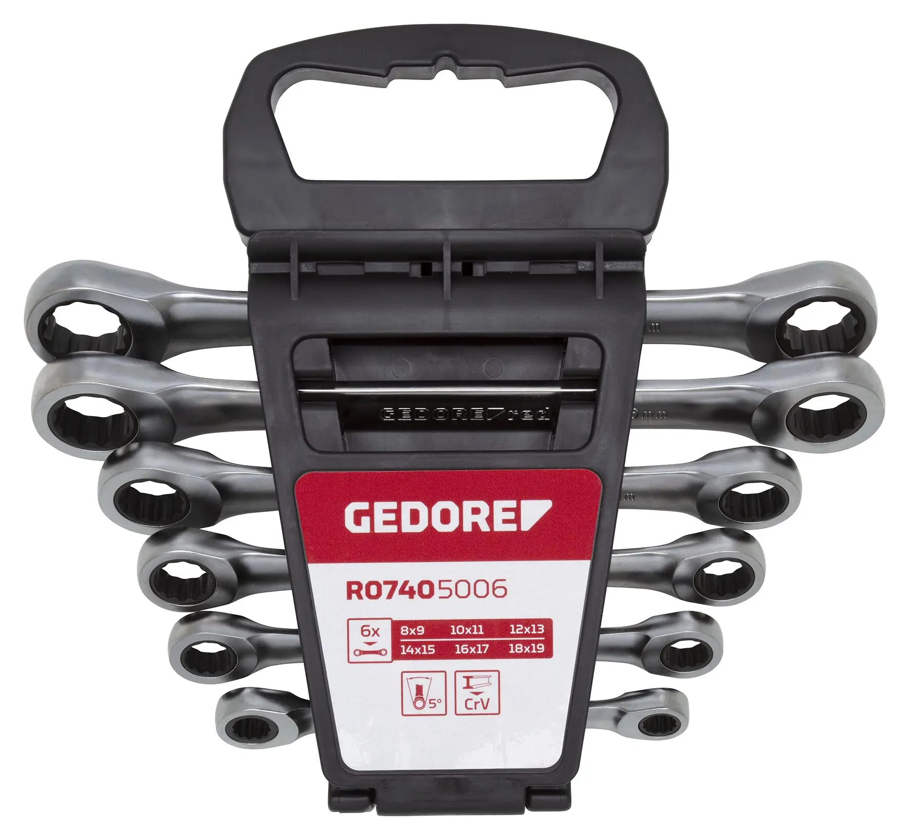 R07405006 Double-ended open-end wrench set, 12-piece SW8-19 mm 6 -piece
